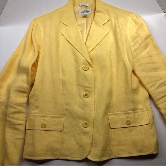 Talbots Irish Linen Jacket Butter Yellow Size 4 Four Buttons, Two Pockets Lined - Picture 1 of 8
